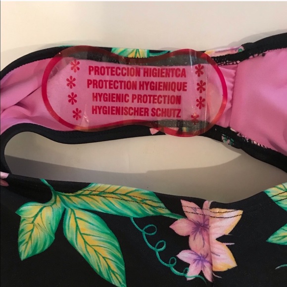 Topshop Tropical Floral One Piece Swimsuit Black - Picture 4 of 7